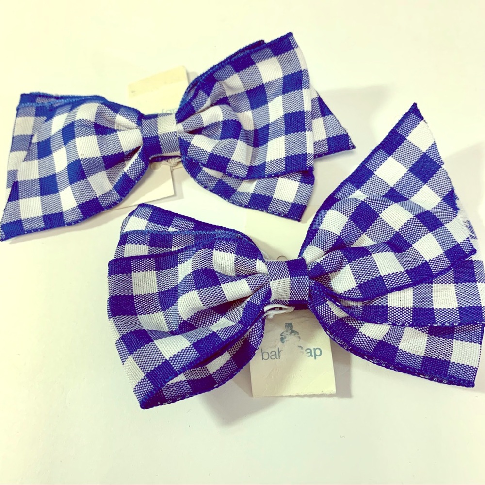 Baby Gap Pair Blue Check Hair Clip Barrettes new